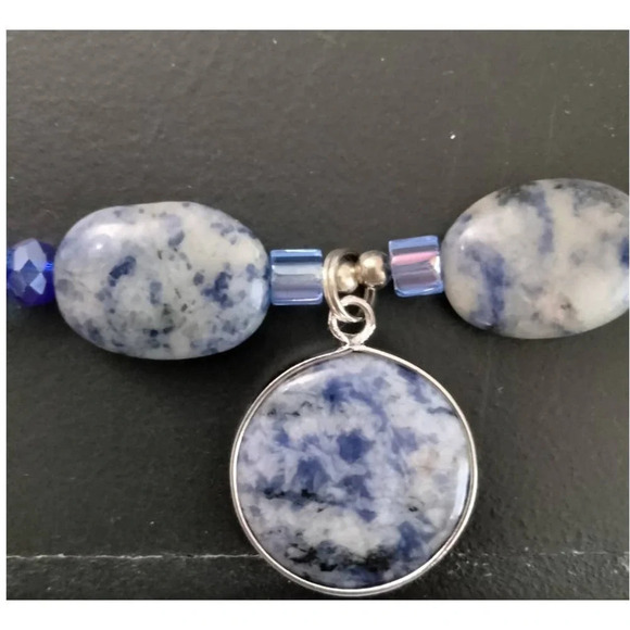 Womens  Blue Two-Tone Necklace & Ear rings Set - Picture 2 of 10